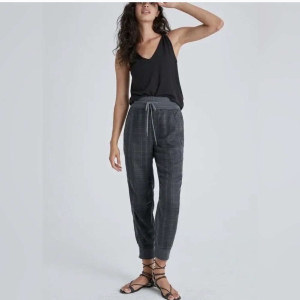 Anthropologie Gray Kallie Plaid & Leopard Lightweight Jogger Pants XS Lounge